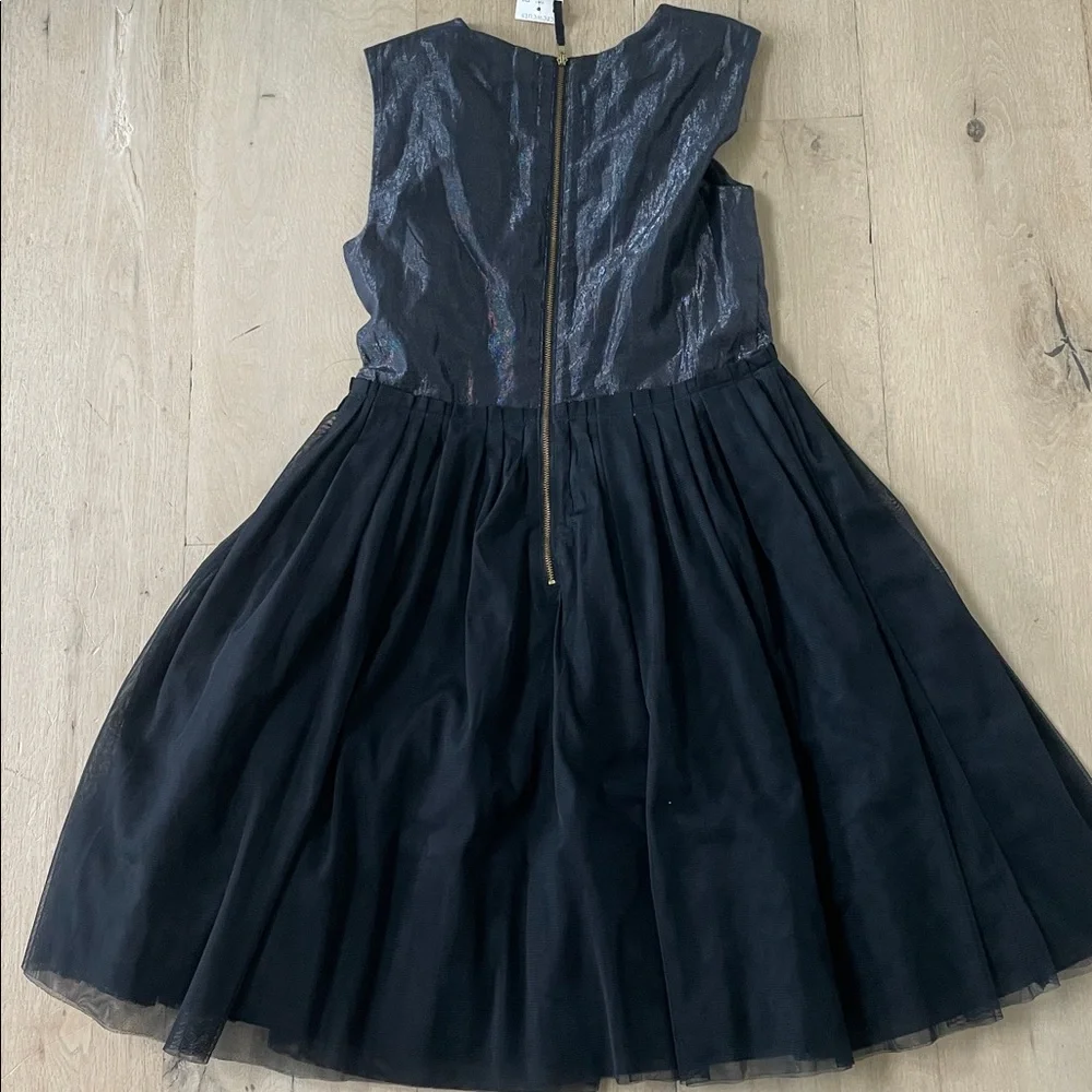 NWT J.Crew Crewcuts Metallic and Tulle Navy Party Dress - Picture 5 of 7
